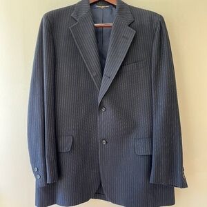 Brooks Brothers 346 Blue Striped 46R Suit Blazer Lined Pockets 3‎ Buttons